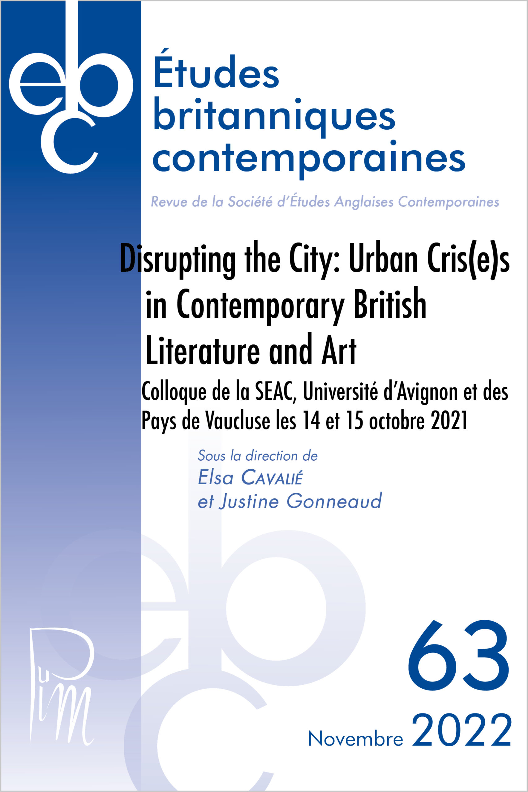 PUB: EBC 62 Disrupting the City: Urban Cris(e)s in Contemporary British Literature and Art