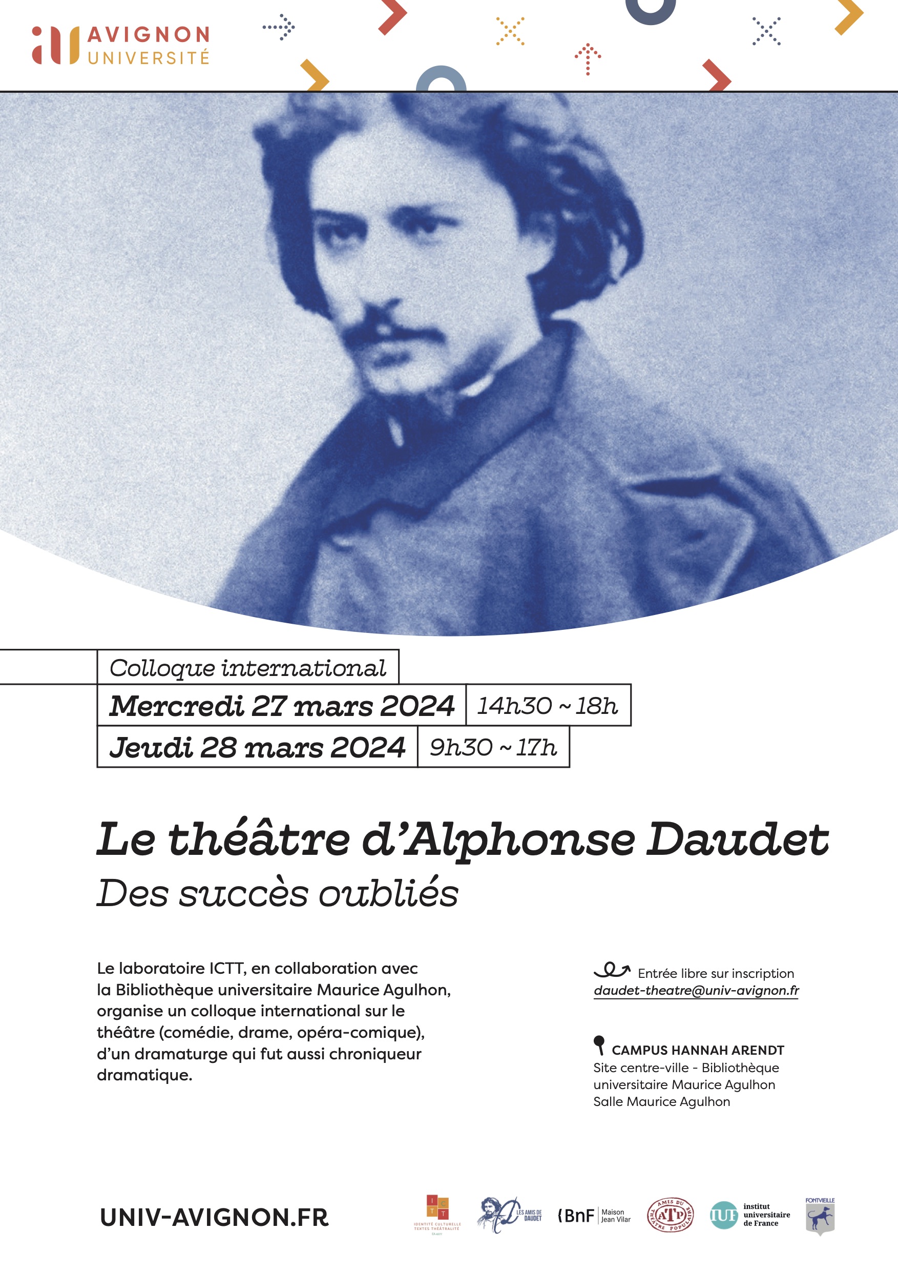 Le théâtre d&rsquo;Alphonse Daudet: des succès oubliés (27-28 mars 2024, BU Maurice Agulhon, Avignon Université).